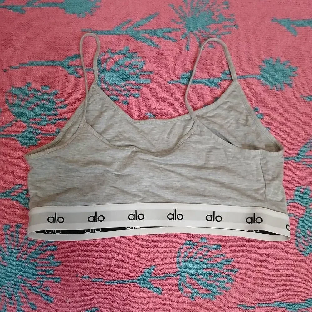Alo yoga womens large bra let gray soft sports bra sleep wear